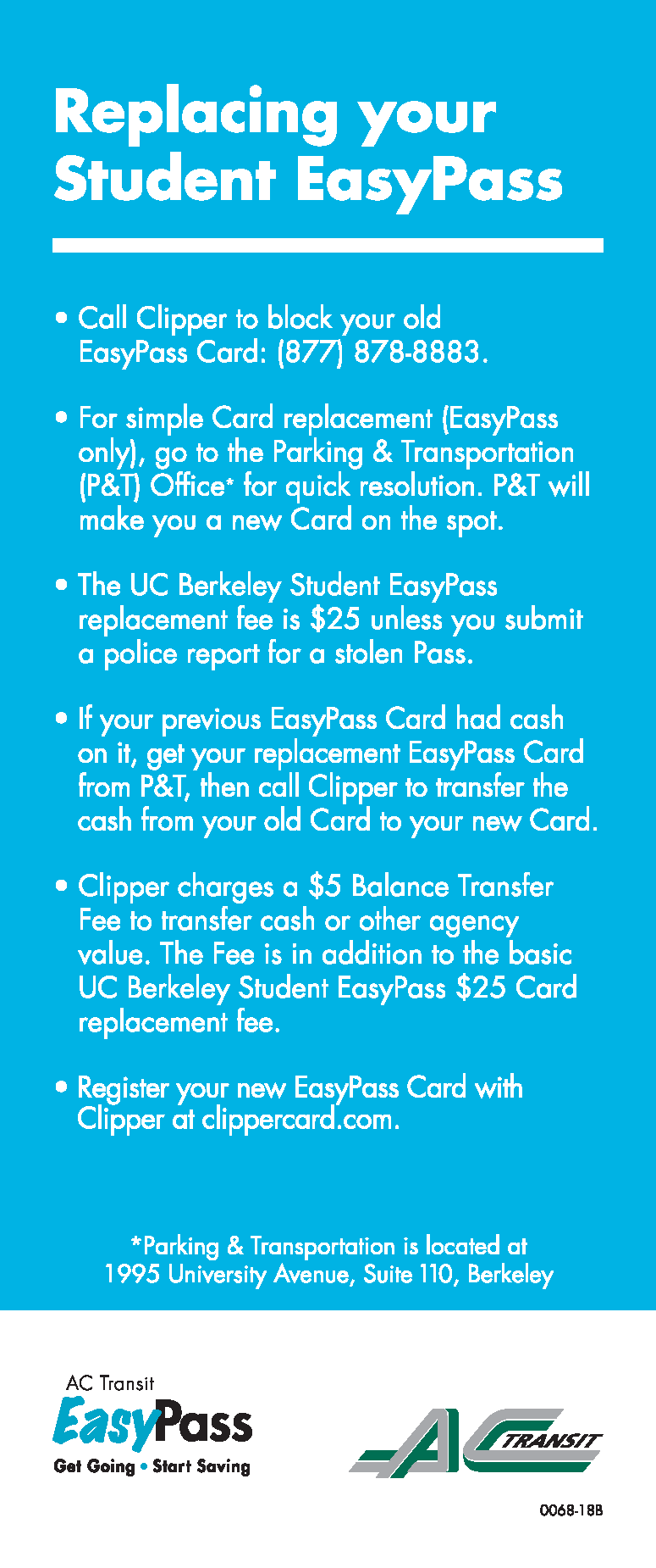 AC Transit Replace Student EasyPass